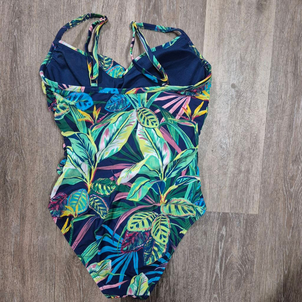 Women's Bleu Rod Beattie One Piece Swimsuit Size 10‎ Blue Green Floral - Picture 3 of 6